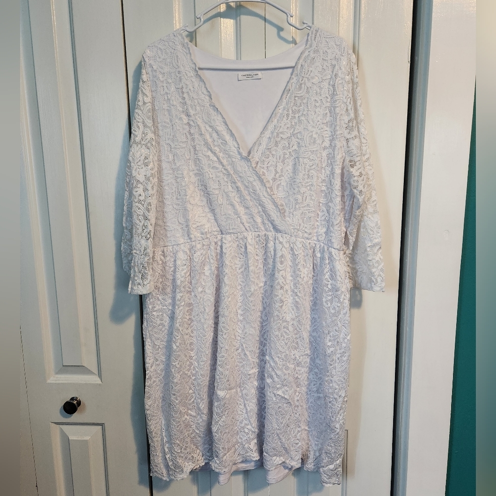 Faux Wrap Mini Lace Dress